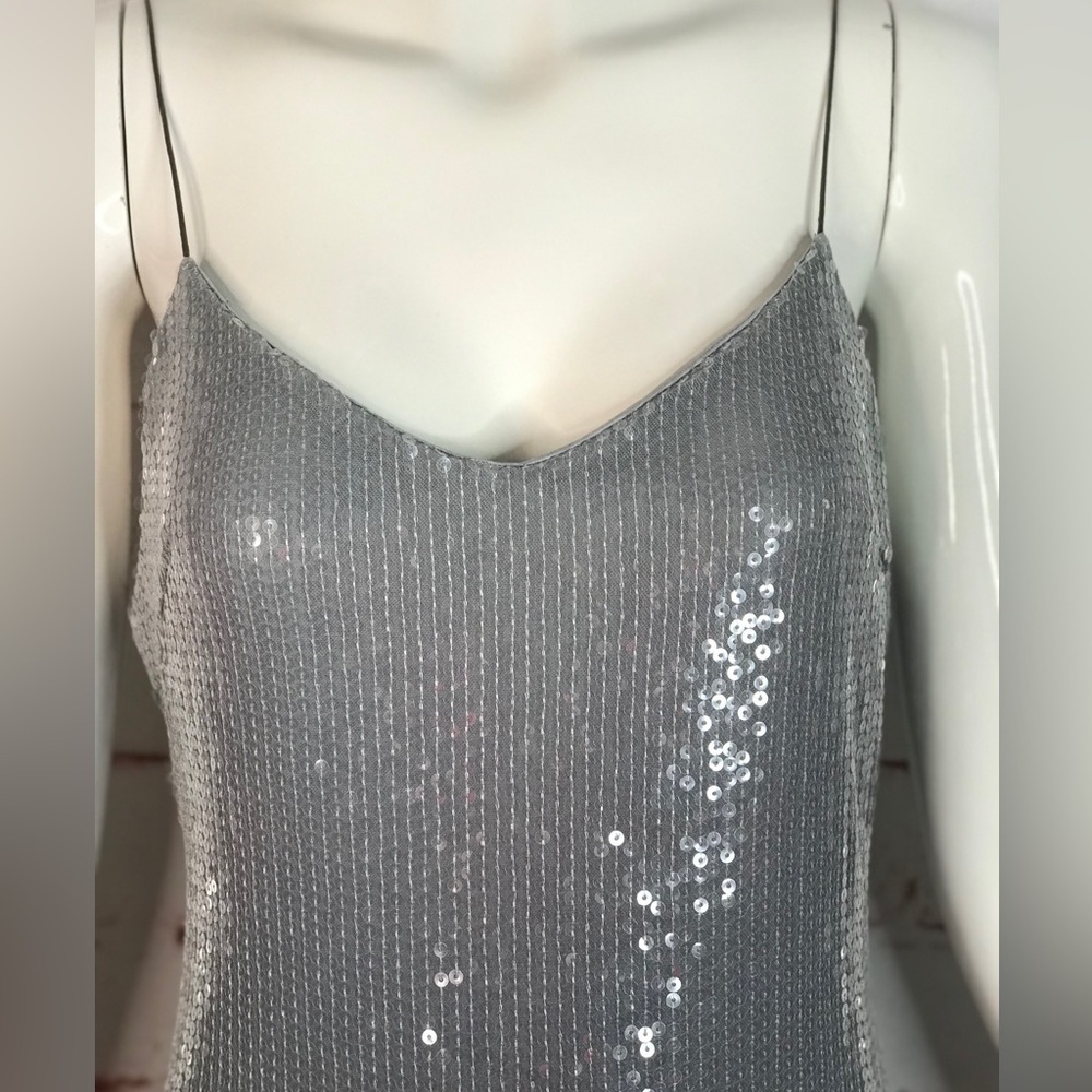 ZARA Degrade Silver Shimmer Sequin Midi Slip Prom Dress Size XS NEW WITH TAGS - Picture 15 of 16